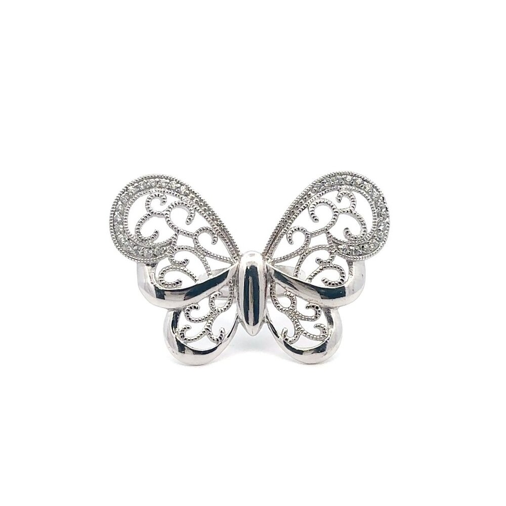 925 Sterling Silver Ring  Butterfly Very Large Cubic Zirconia Size 5